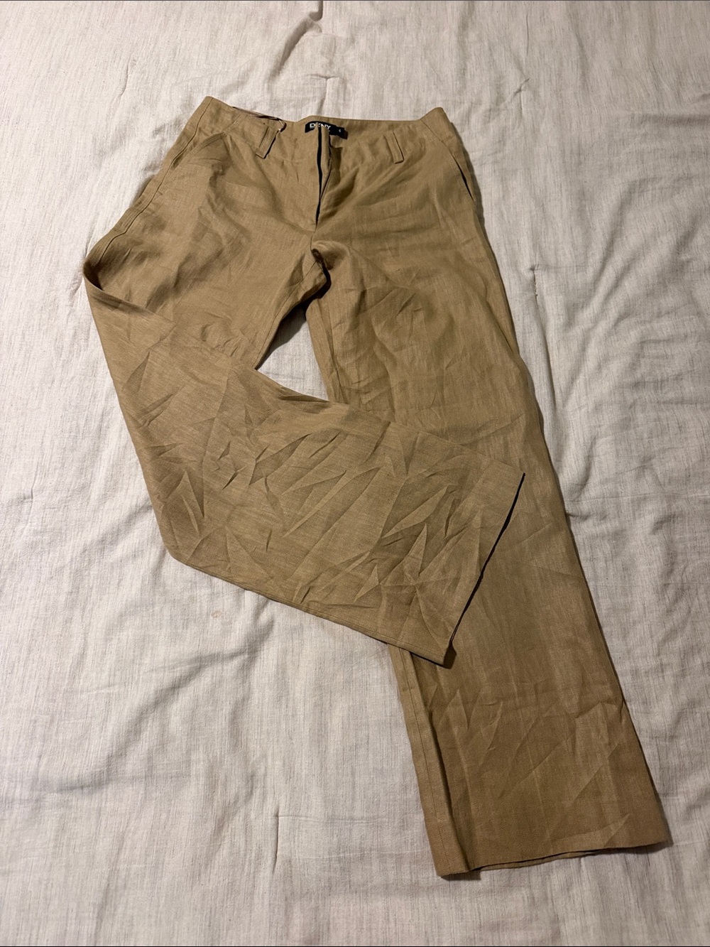 Linen Wide Leg Tan Dress Pants for Women